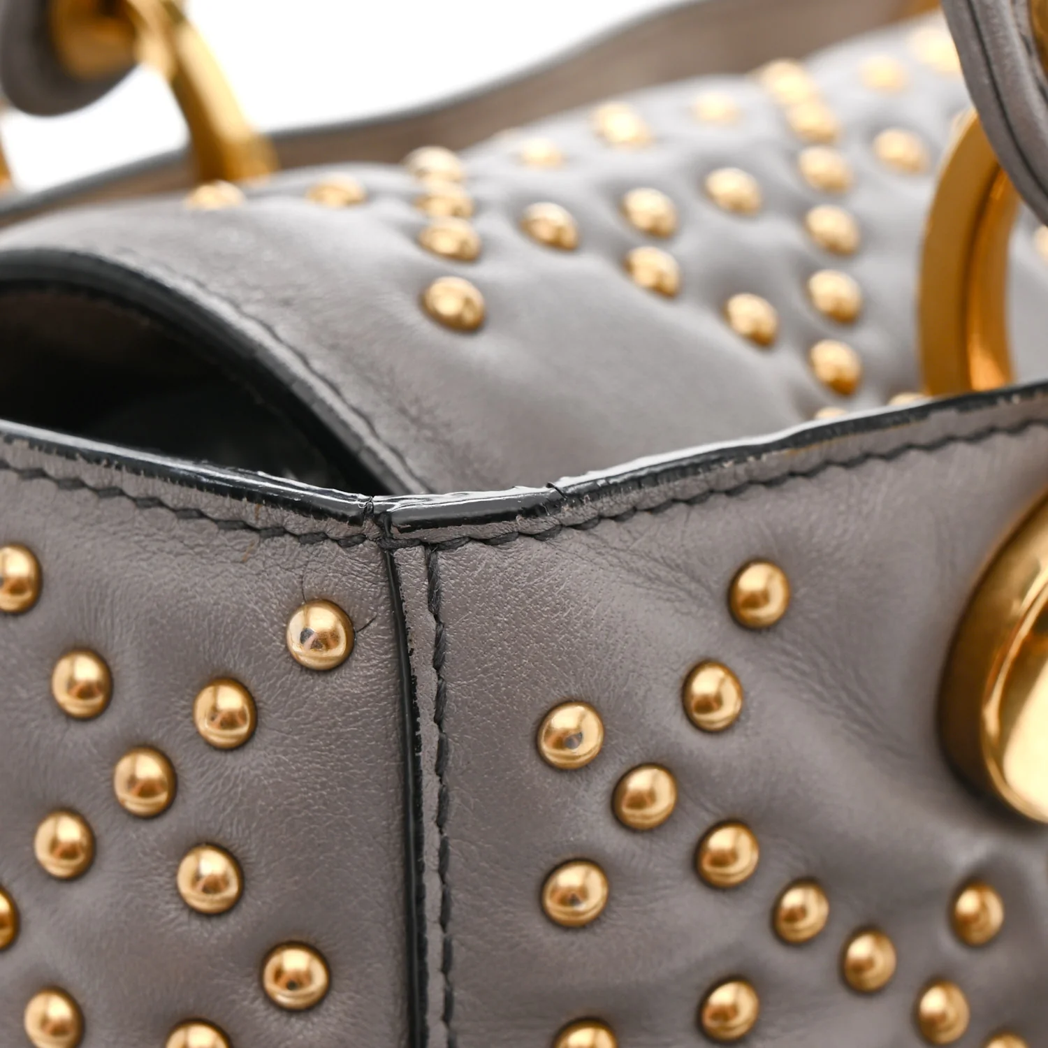 Calfskin Cannage Studded Medium Supple Lady Dior Grey - Image 13