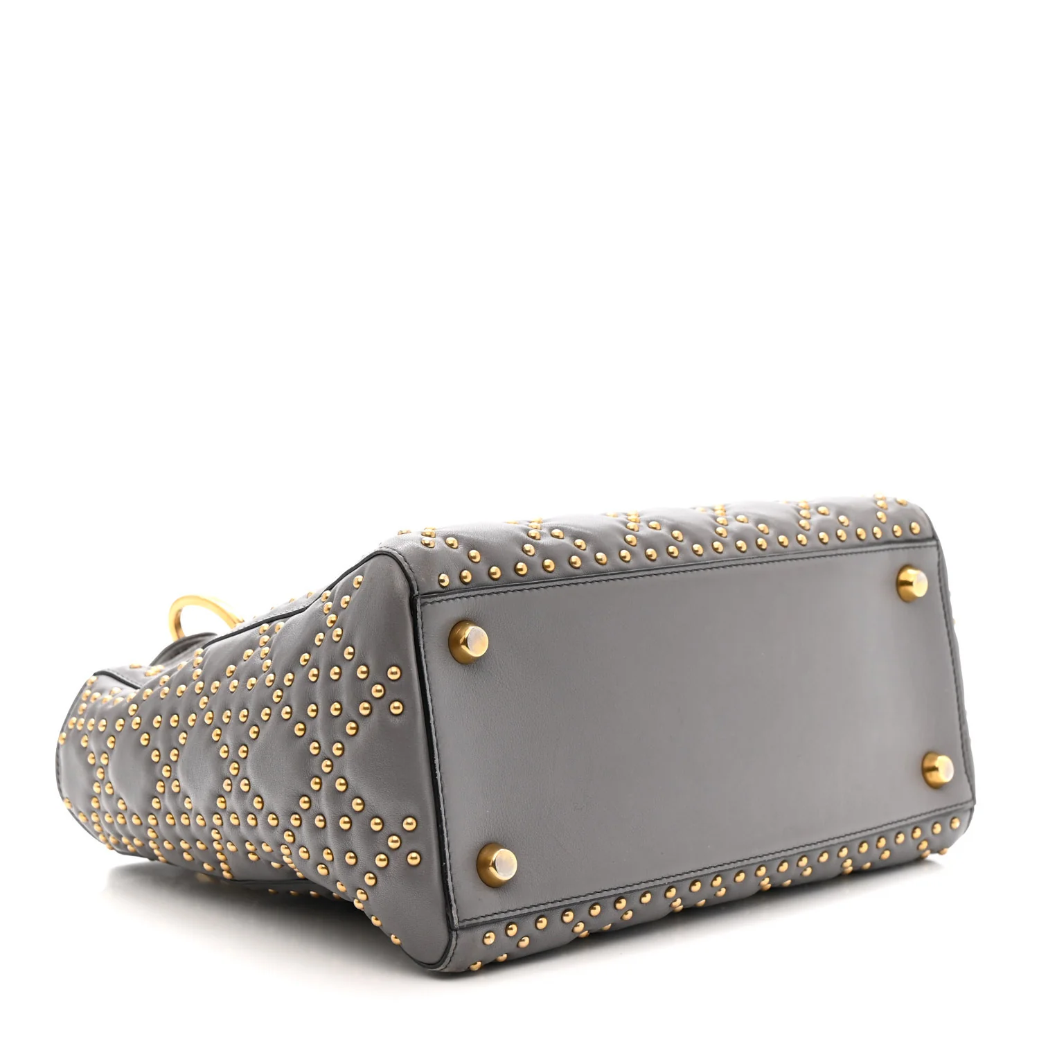 Calfskin Cannage Studded Medium Supple Lady Dior Grey - Image 4