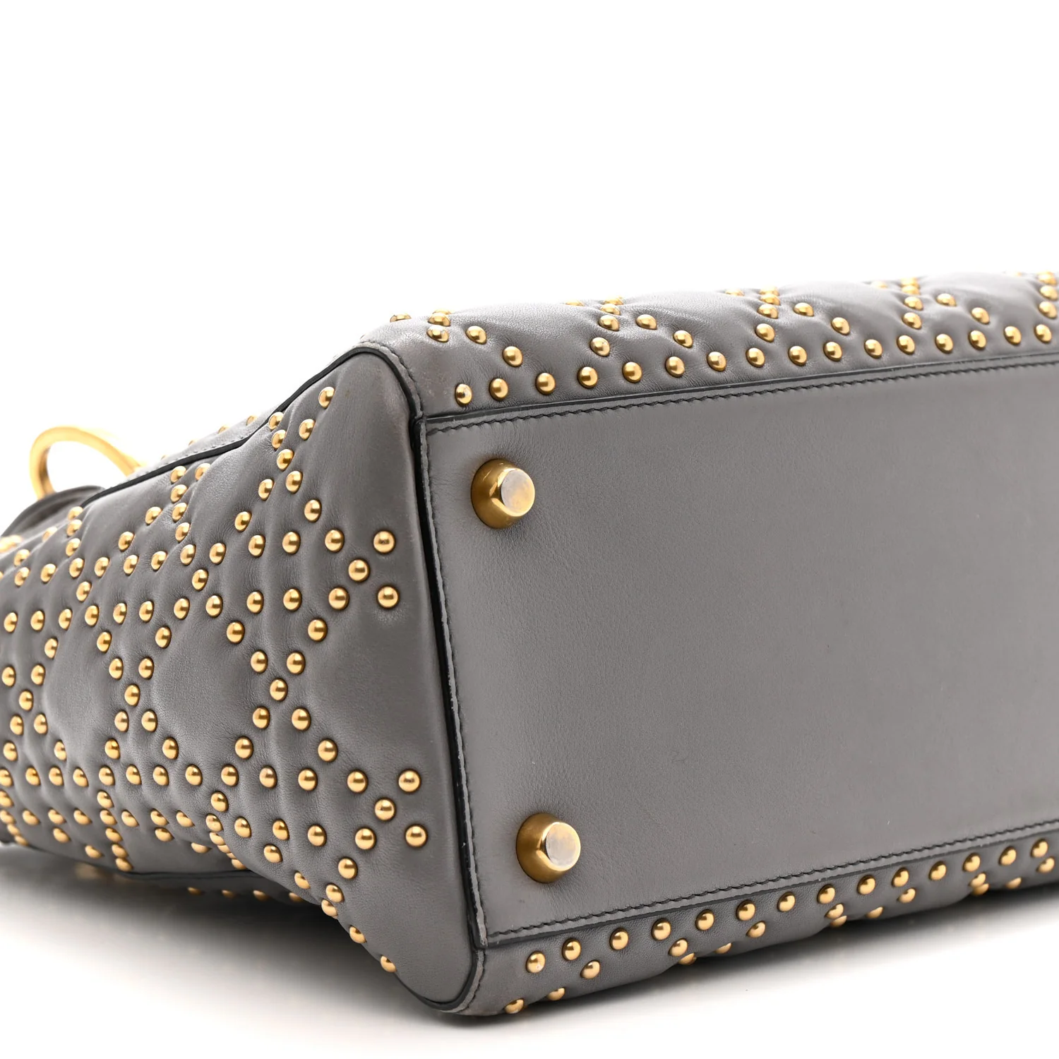 Calfskin Cannage Studded Medium Supple Lady Dior Grey - Image 9