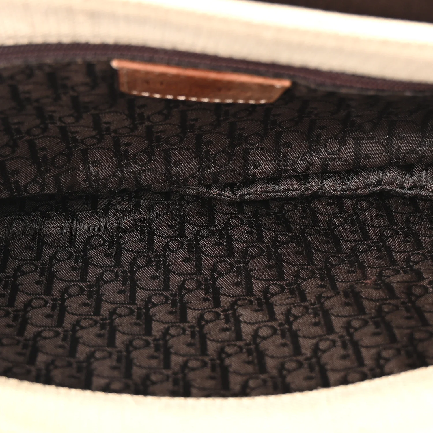 Calfskin Canvas Saddle Bag Beige - Image 5
