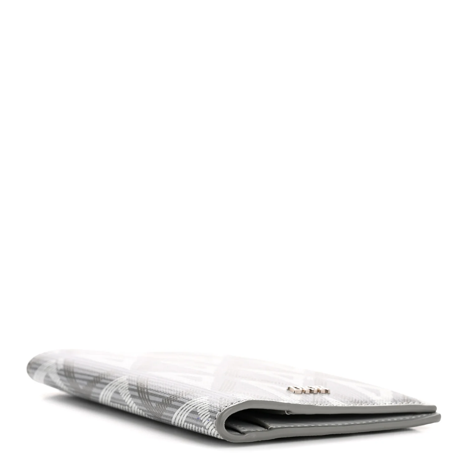 Calfskin CD Diamond Canvas Passport Holder Grey - Image 4