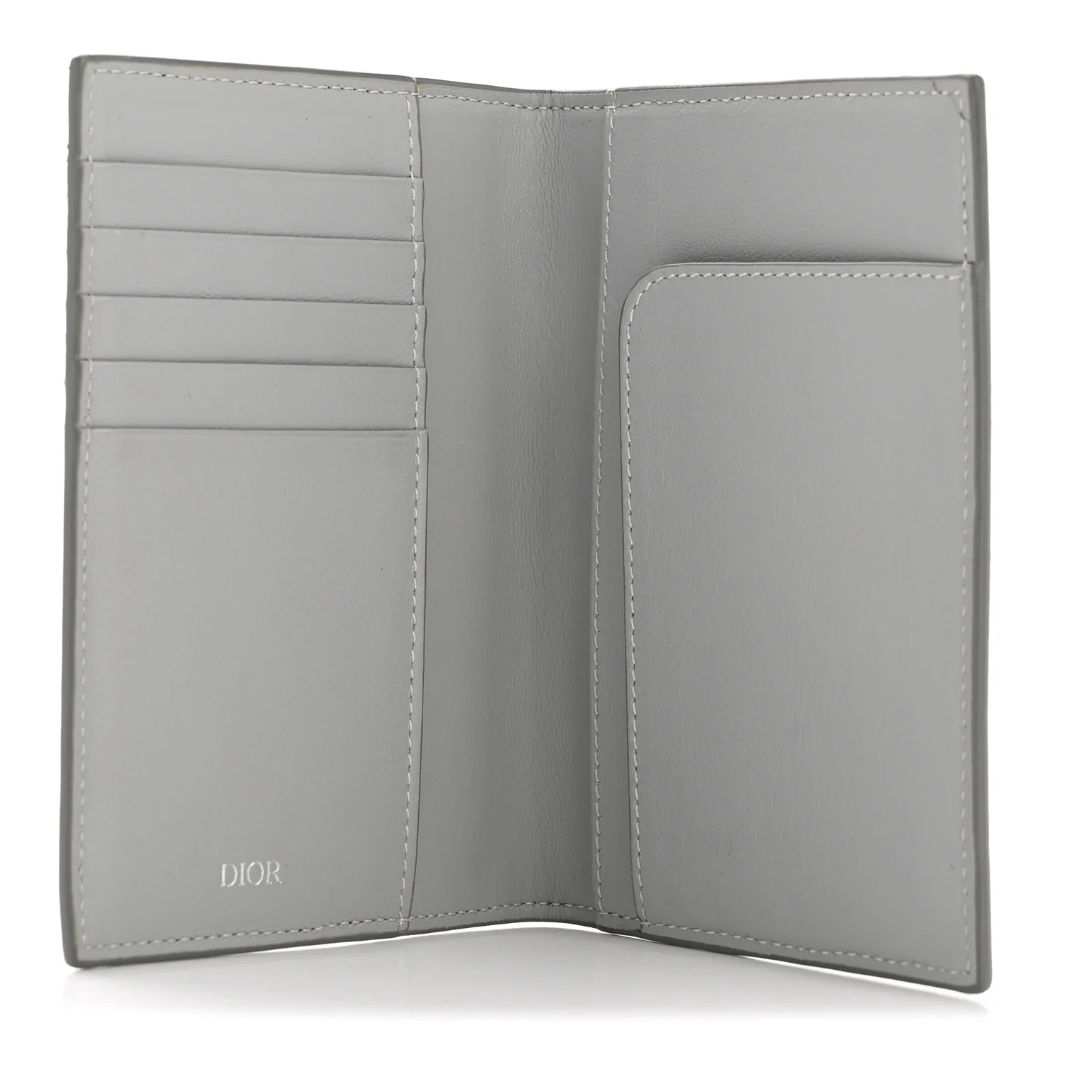 Calfskin CD Diamond Canvas Passport Holder Grey - Image 5