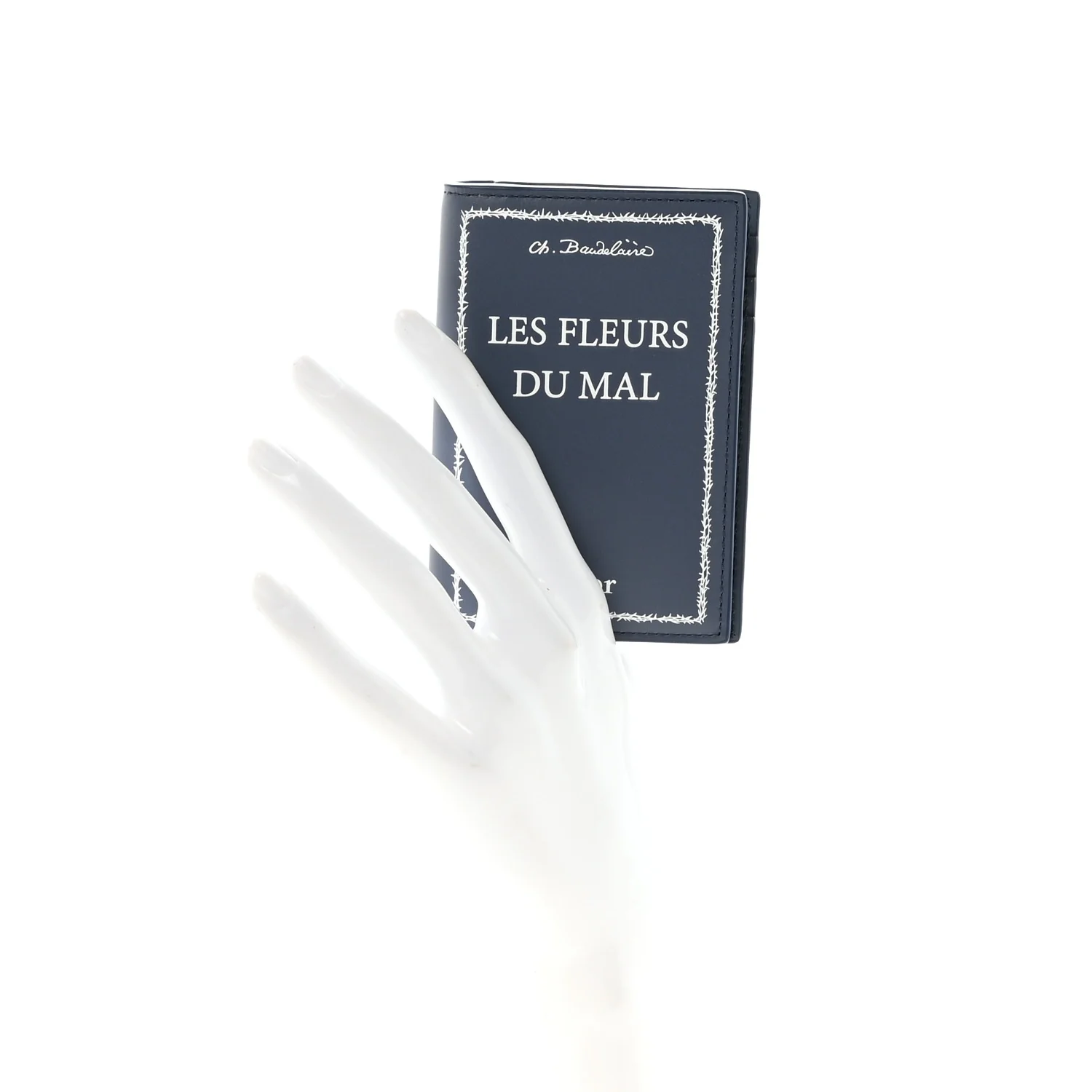 Calfskin Cover Bi-Fold Card Holder Blue White - Image 2