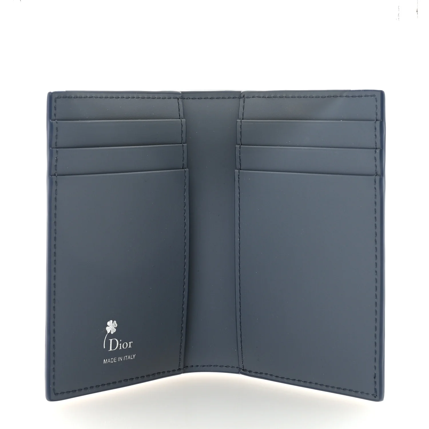 Calfskin Cover Bi-Fold Card Holder Blue White - Image 5