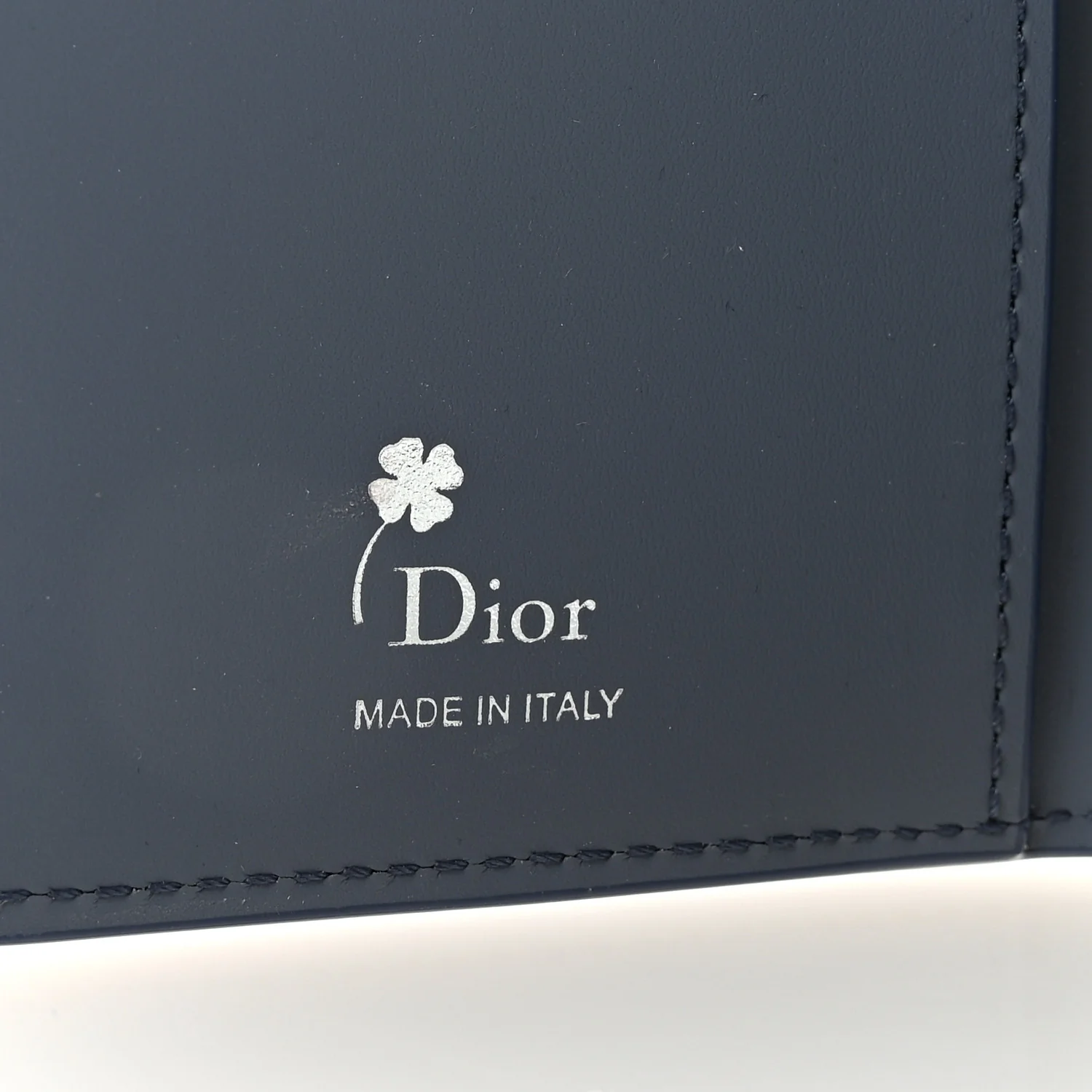 Calfskin Cover Bi-Fold Card Holder Blue White - Image 6