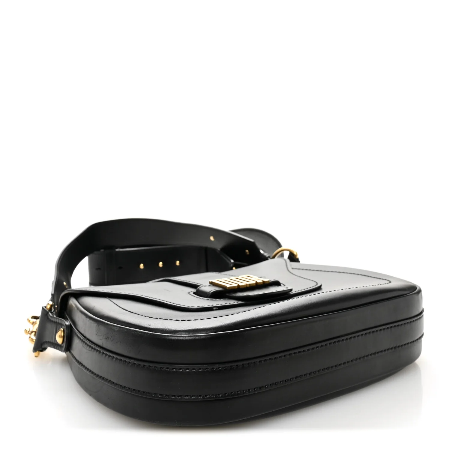Calfskin D Fence Saddle Bag Black - Image 4