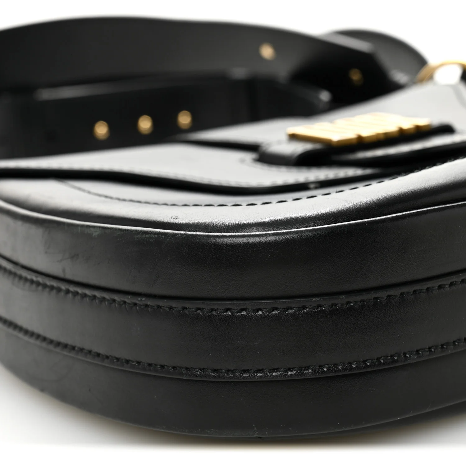 Calfskin D Fence Saddle Bag Black - Image 9