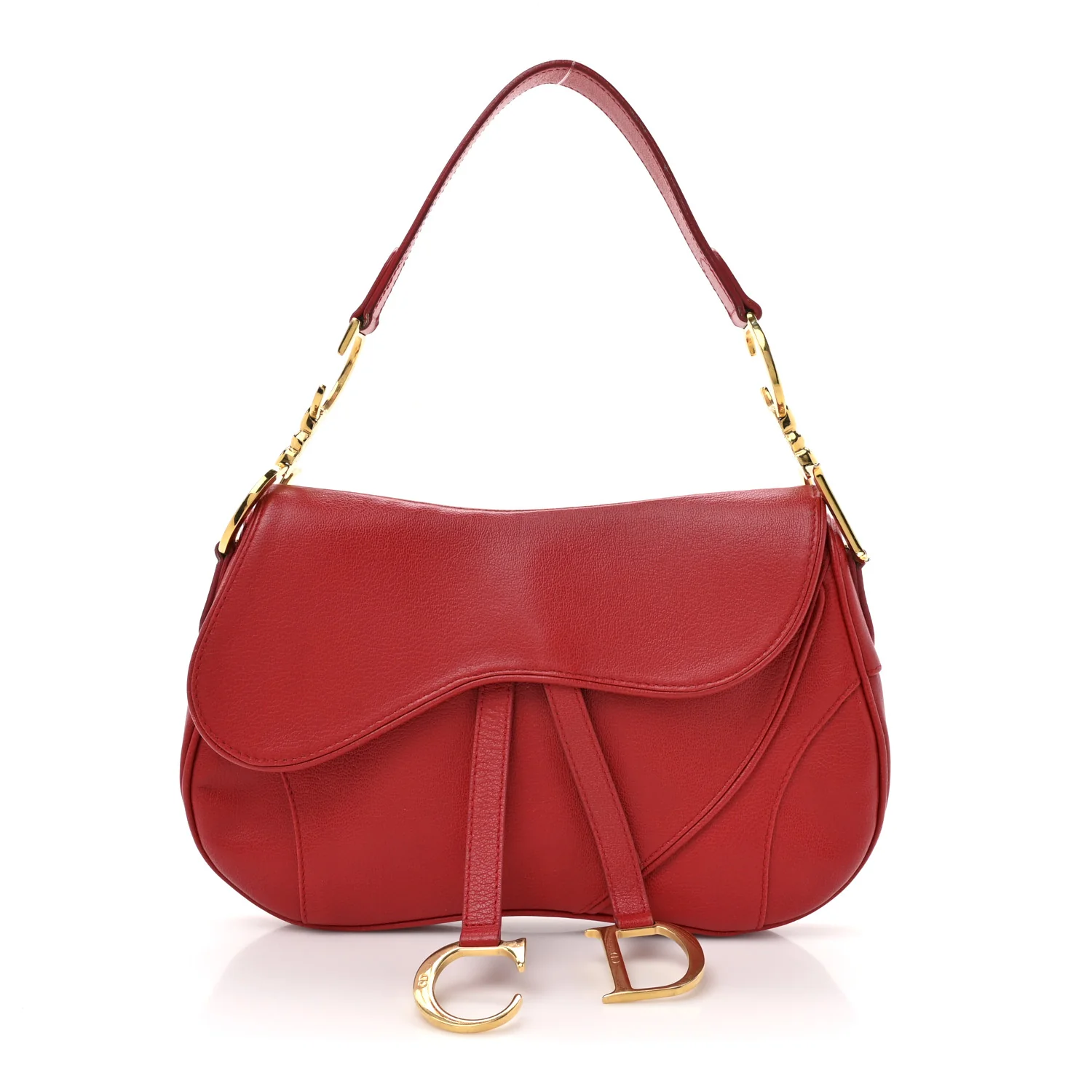 Calfskin Double Saddle Bag Red