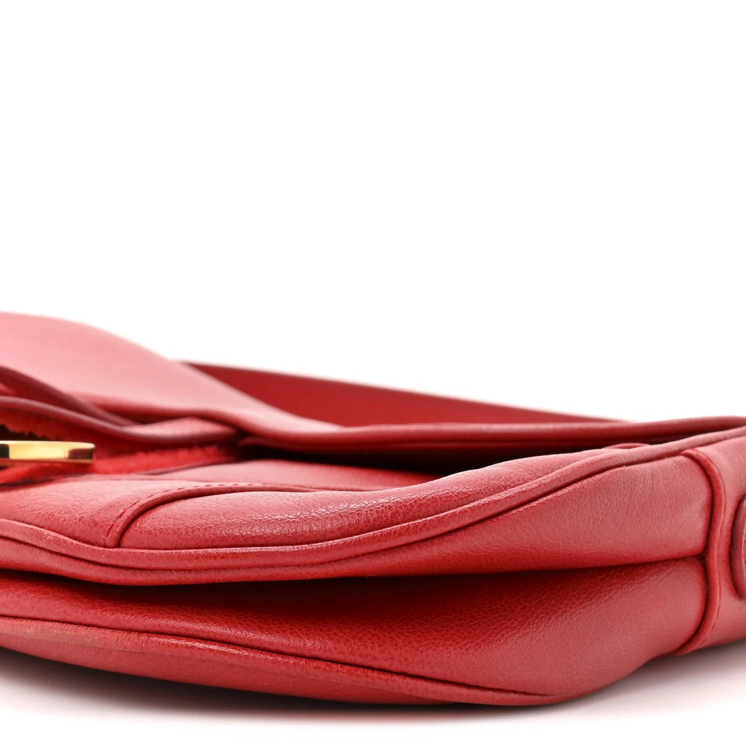 Calfskin Double Saddle Bag Red - Image 10