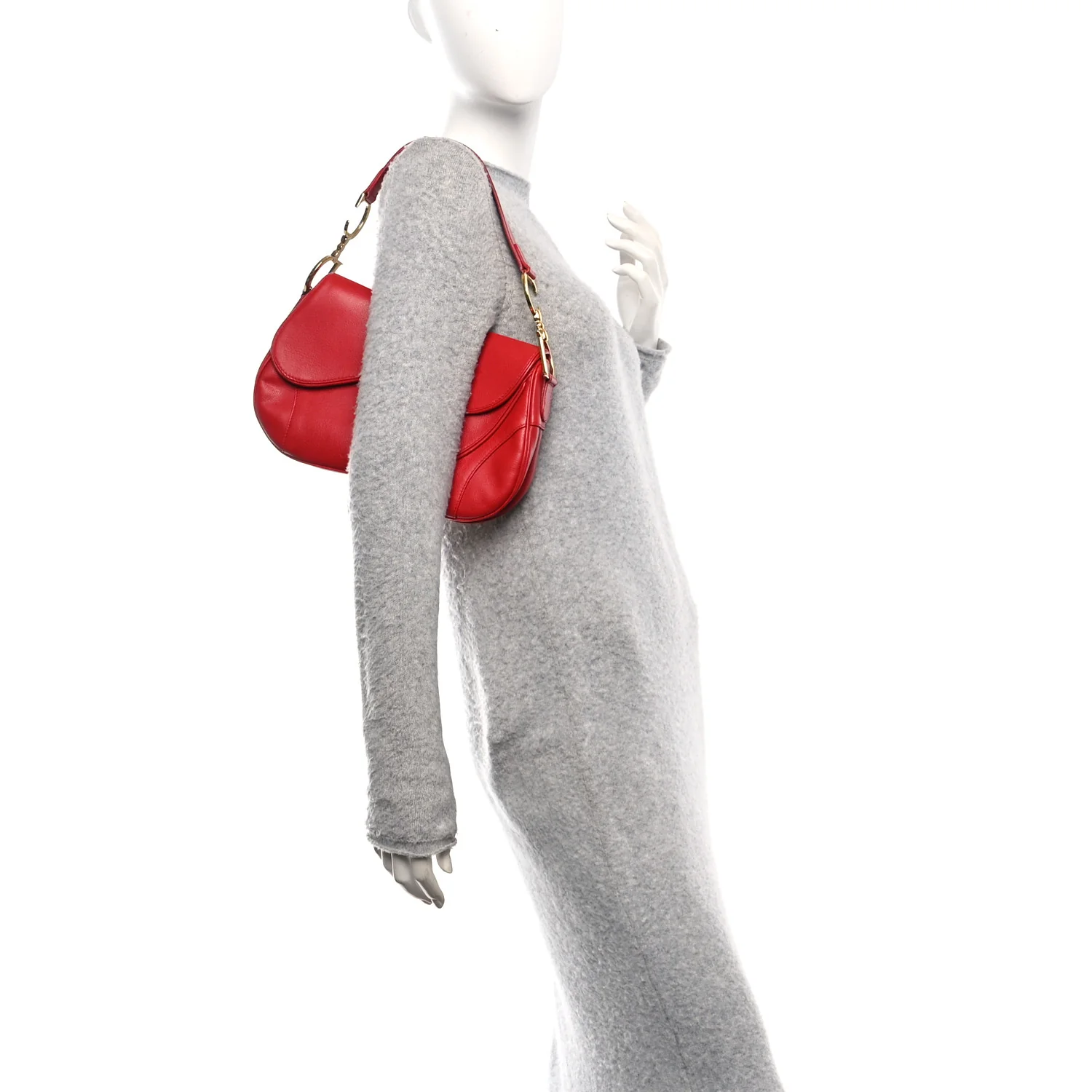 Calfskin Double Saddle Bag Red - Image 2
