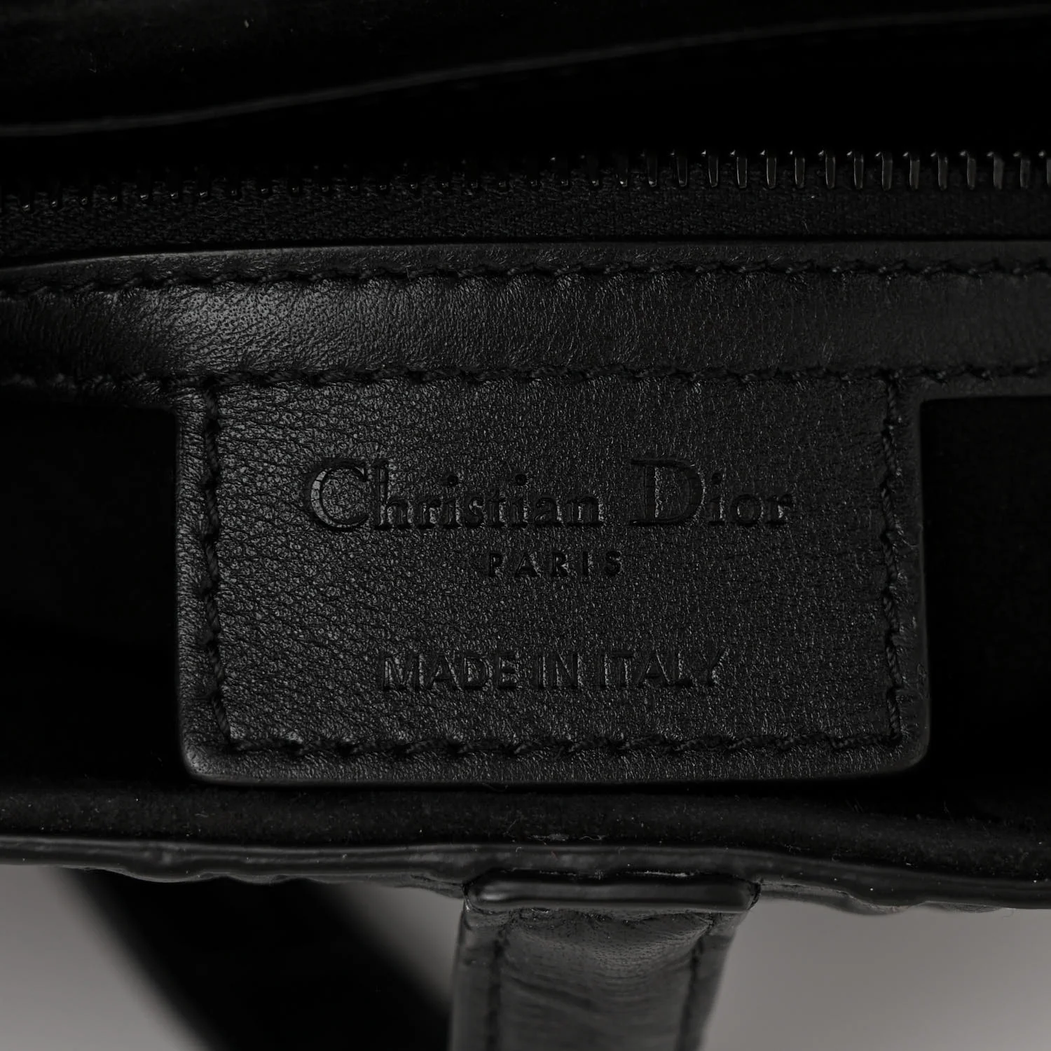 Calfskin Embossed Oblique Saddle Bag Black - Image 6