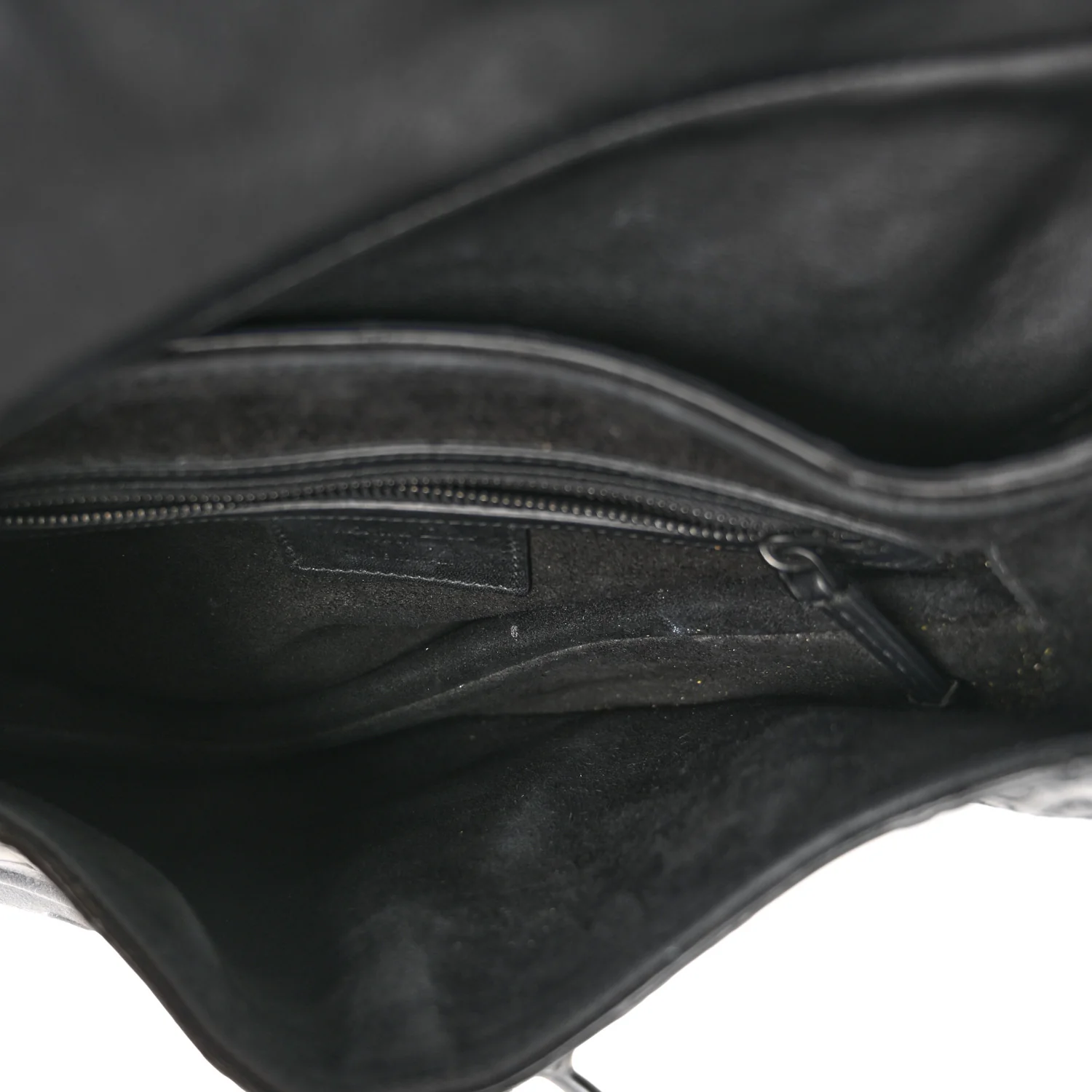 Calfskin Embossed Oblique Saddle Bag Black - Image 5