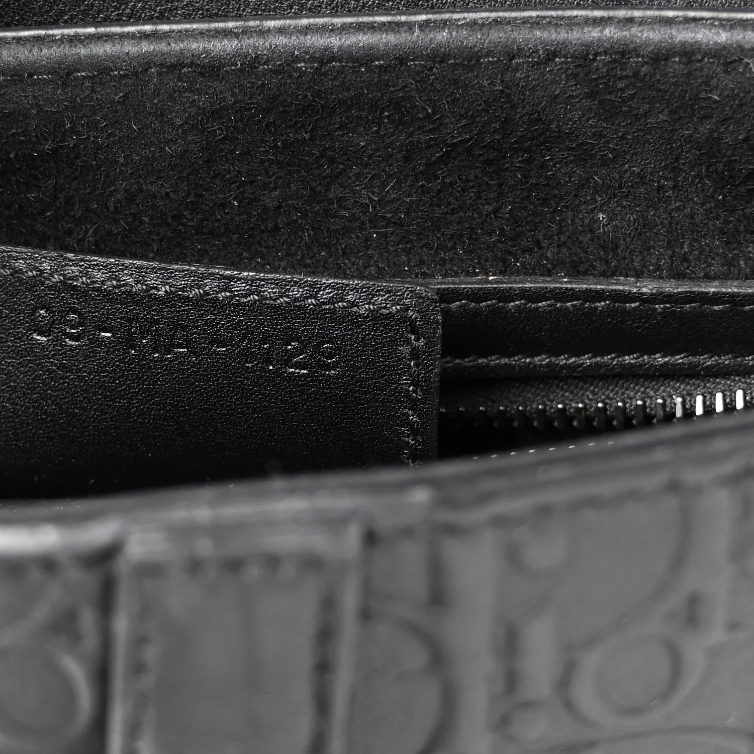 Calfskin Embossed Oblique Saddle Bag Black - Image 7