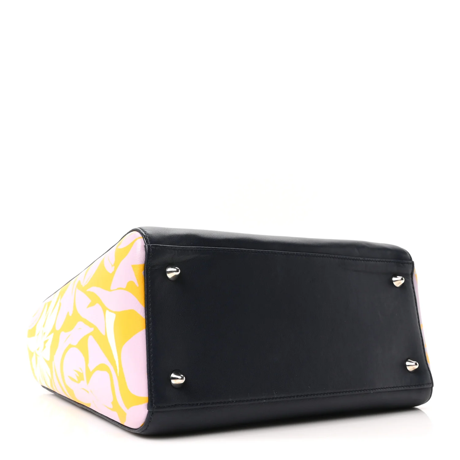 Calfskin Floral Print Medium Lady Dior Navy Blue Multicolor - Image 4