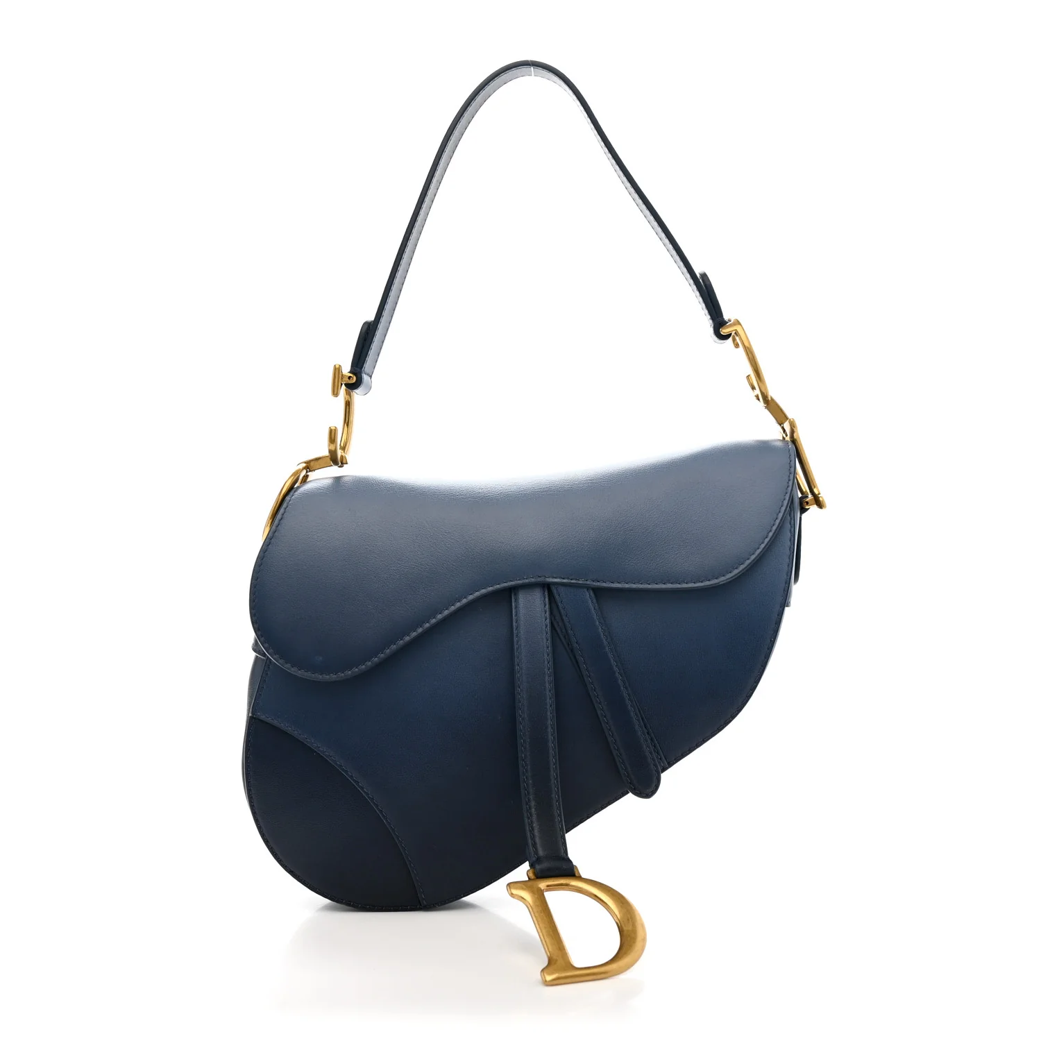 Calfskin Gradient Saddle Bag Indigo Blue