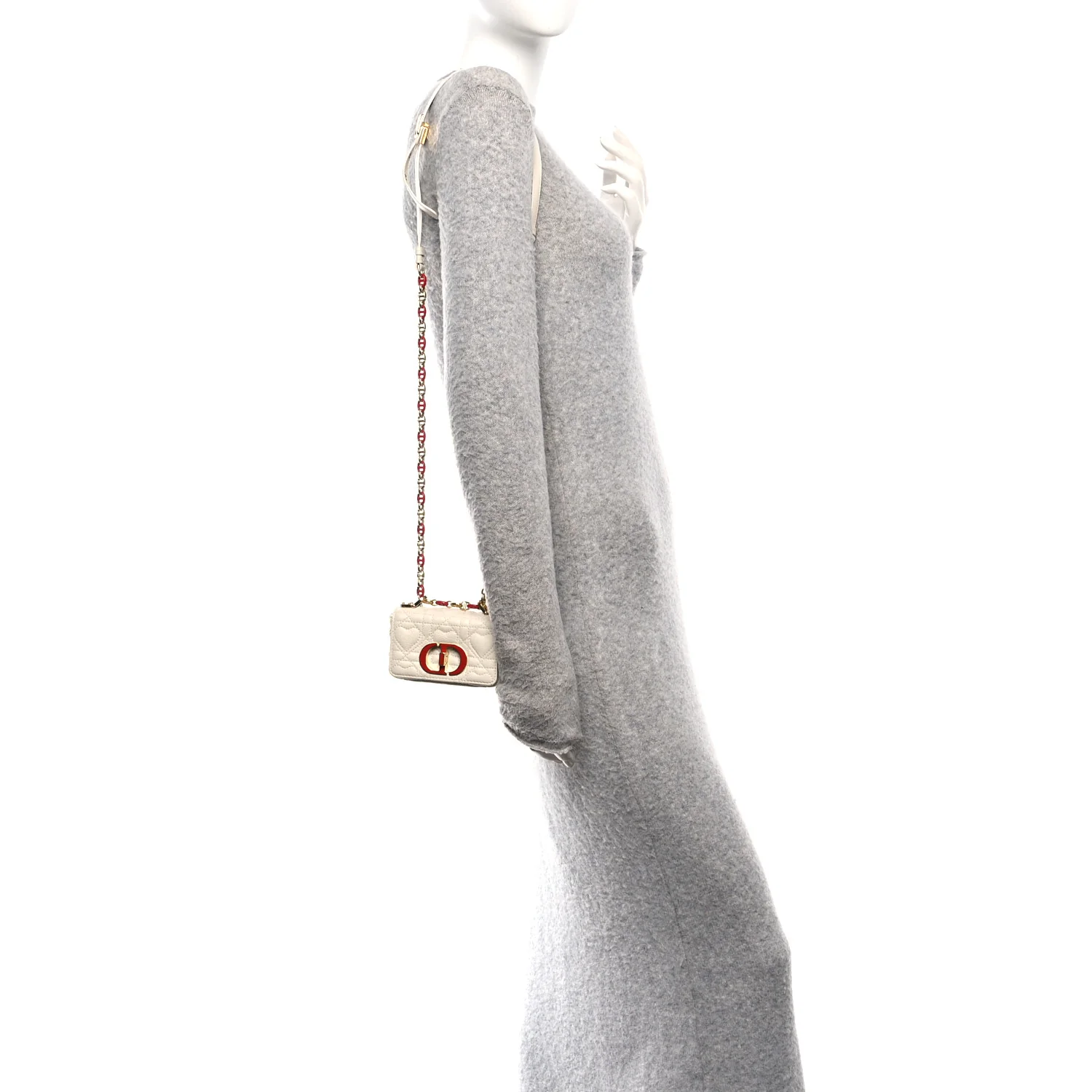 Calfskin Heart Cannage Dioramour Micro Bag Latte - Image 2