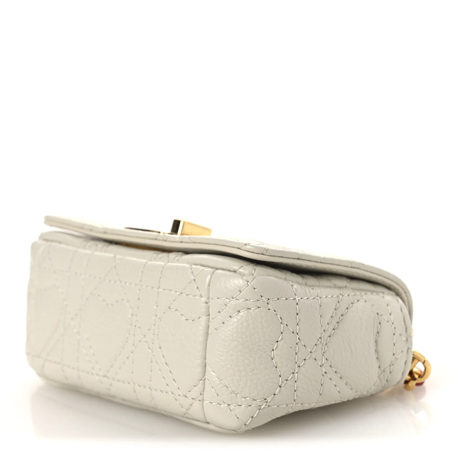 Calfskin Heart Cannage Dioramour Micro Bag Latte - Image 9