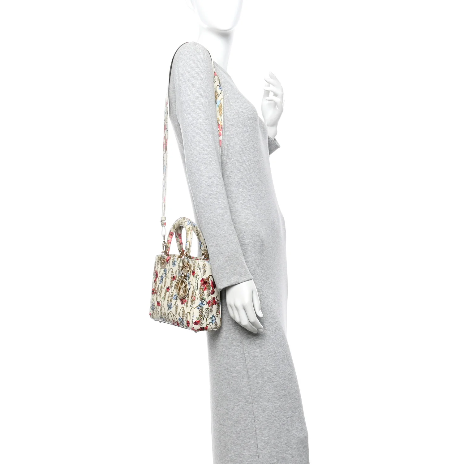Calfskin Hibiscus Printed Embroidered My ABCDior Lady Dior Beige Multicolor - Image 2