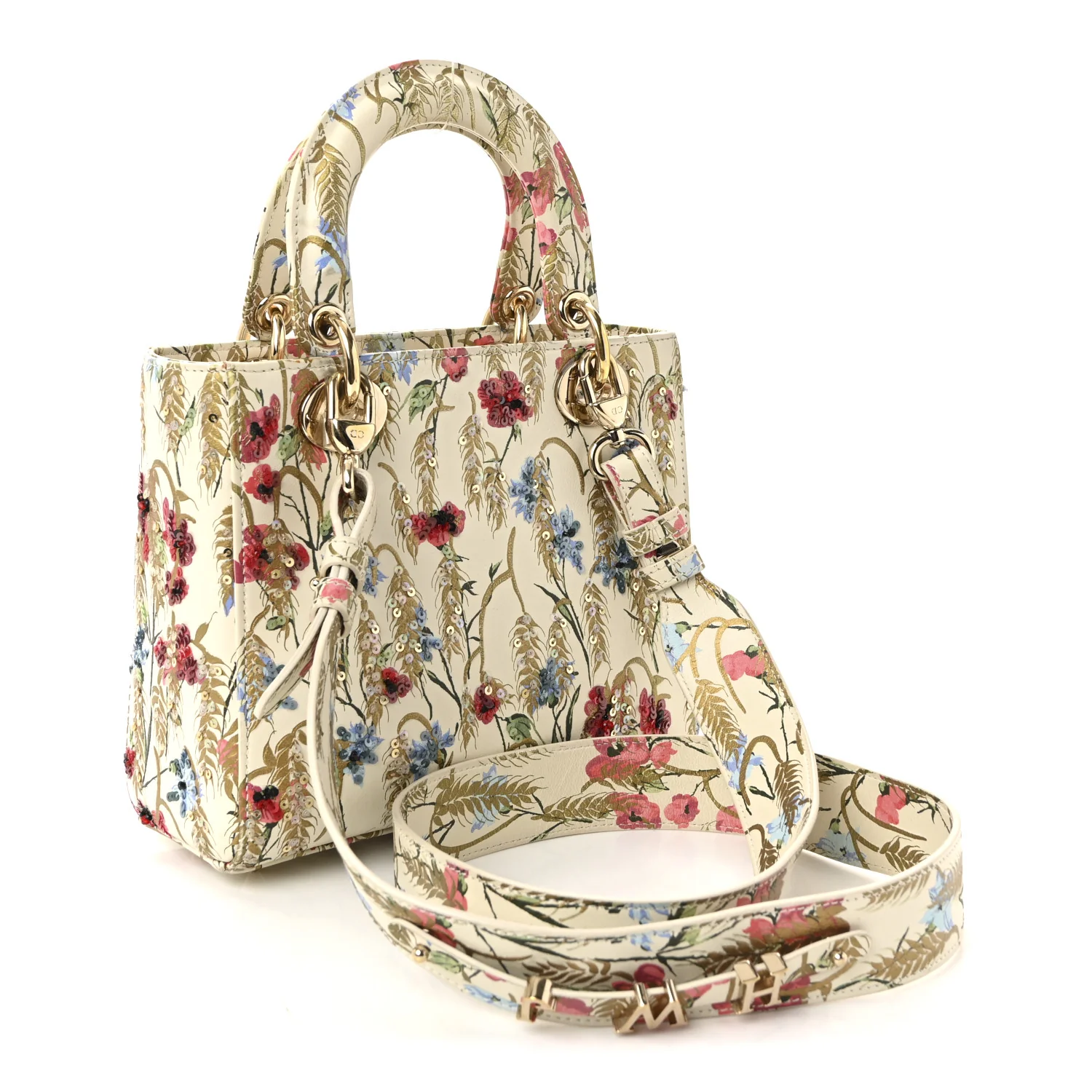 Calfskin Hibiscus Printed Embroidered My ABCDior Lady Dior Beige Multicolor - Image 3