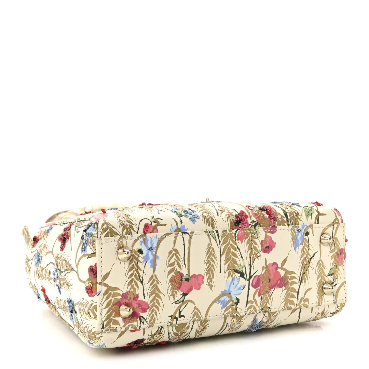 Calfskin Hibiscus Printed Embroidered My ABCDior Lady Dior Beige Multicolor - Image 4