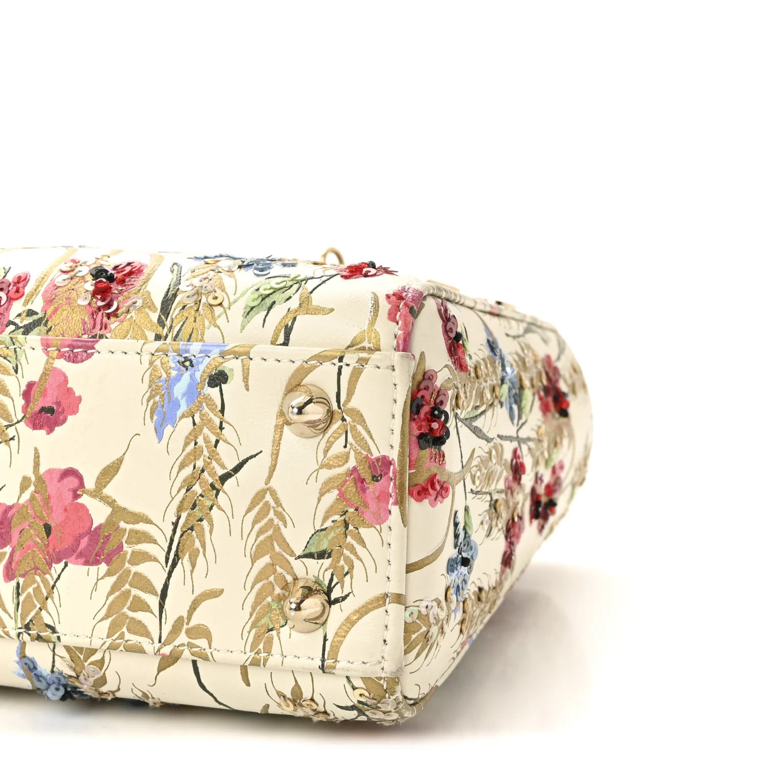 Calfskin Hibiscus Printed Embroidered My ABCDior Lady Dior Beige Multicolor - Image 9