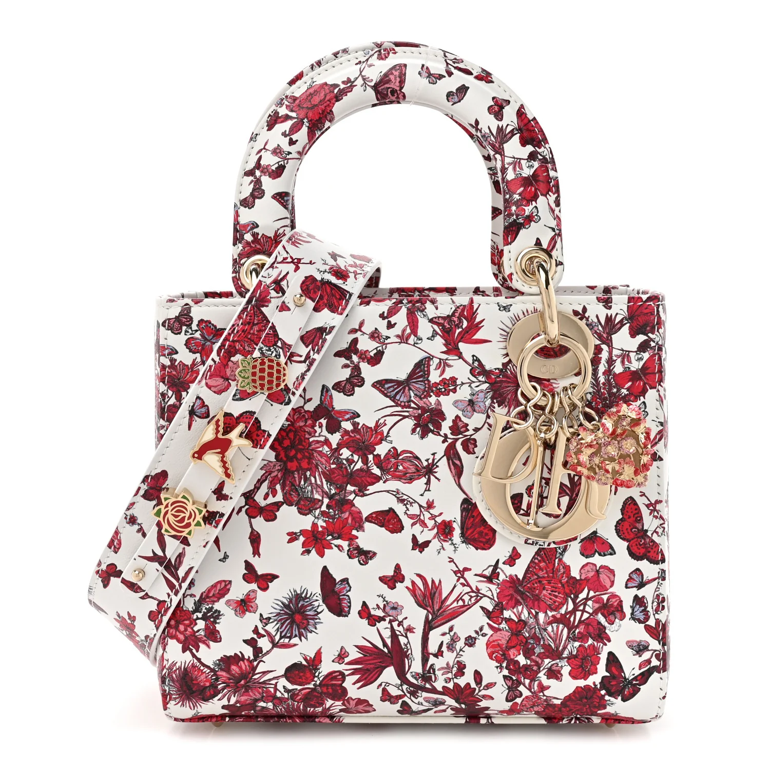 Calfskin Le Coeur Des Papillons Small My ABCDior Lady Dior White Multicolor