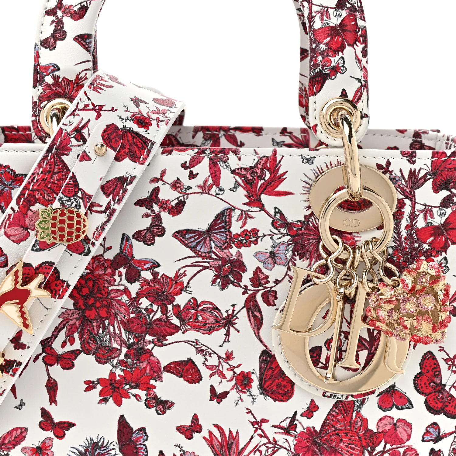 Calfskin Le Coeur Des Papillons Small My ABCDior Lady Dior White Multicolor - Image 8
