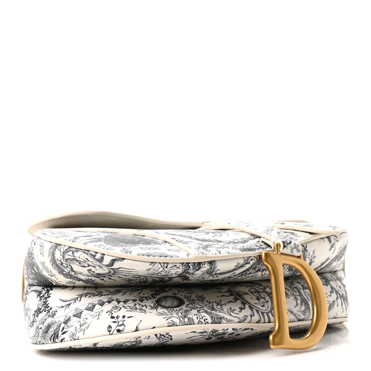 Calfskin Le Soleil Print Saddle Bag With Strap White Black - Image 4