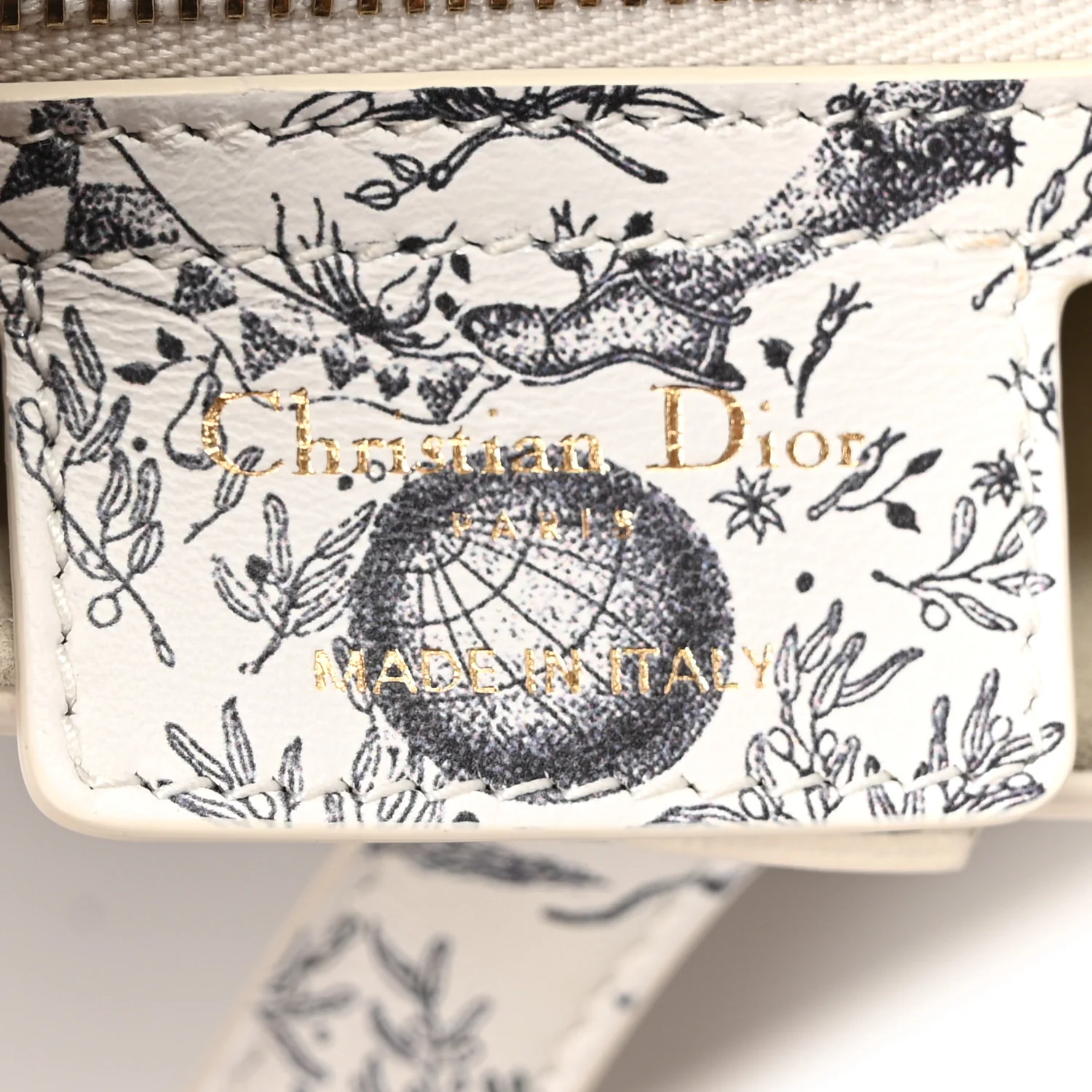 Calfskin Le Soleil Print Saddle Bag With Strap White Black - Image 6