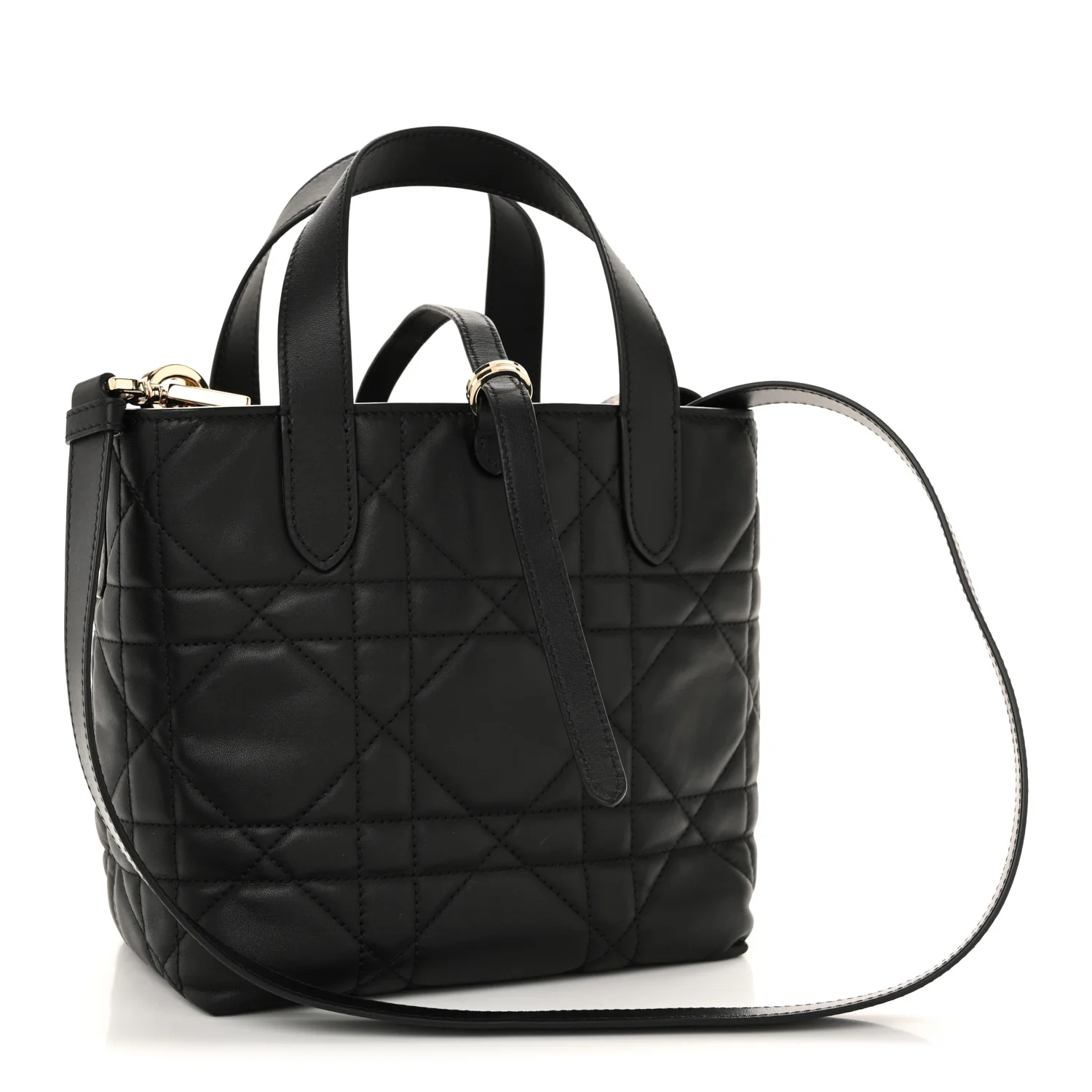 Calfskin Macrocannage Small Toujours Vertical Tote Black - Image 3