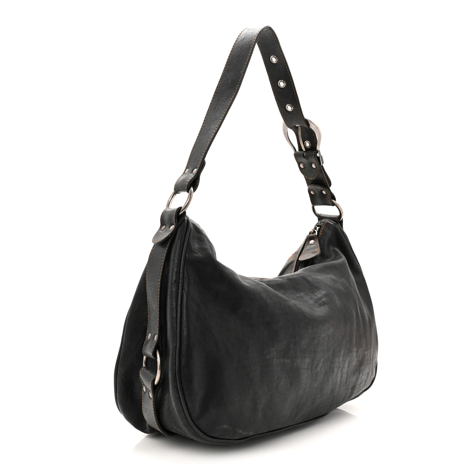 Calfskin Medium Gaucho Double Saddle Bag Black - Image 3