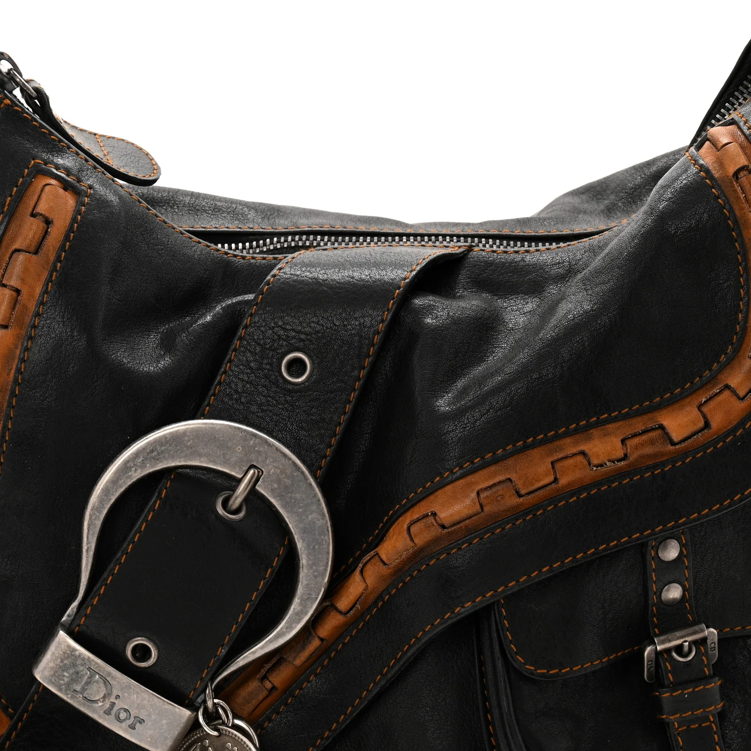 Calfskin Medium Gaucho Double Saddle Bag Black - Image 8