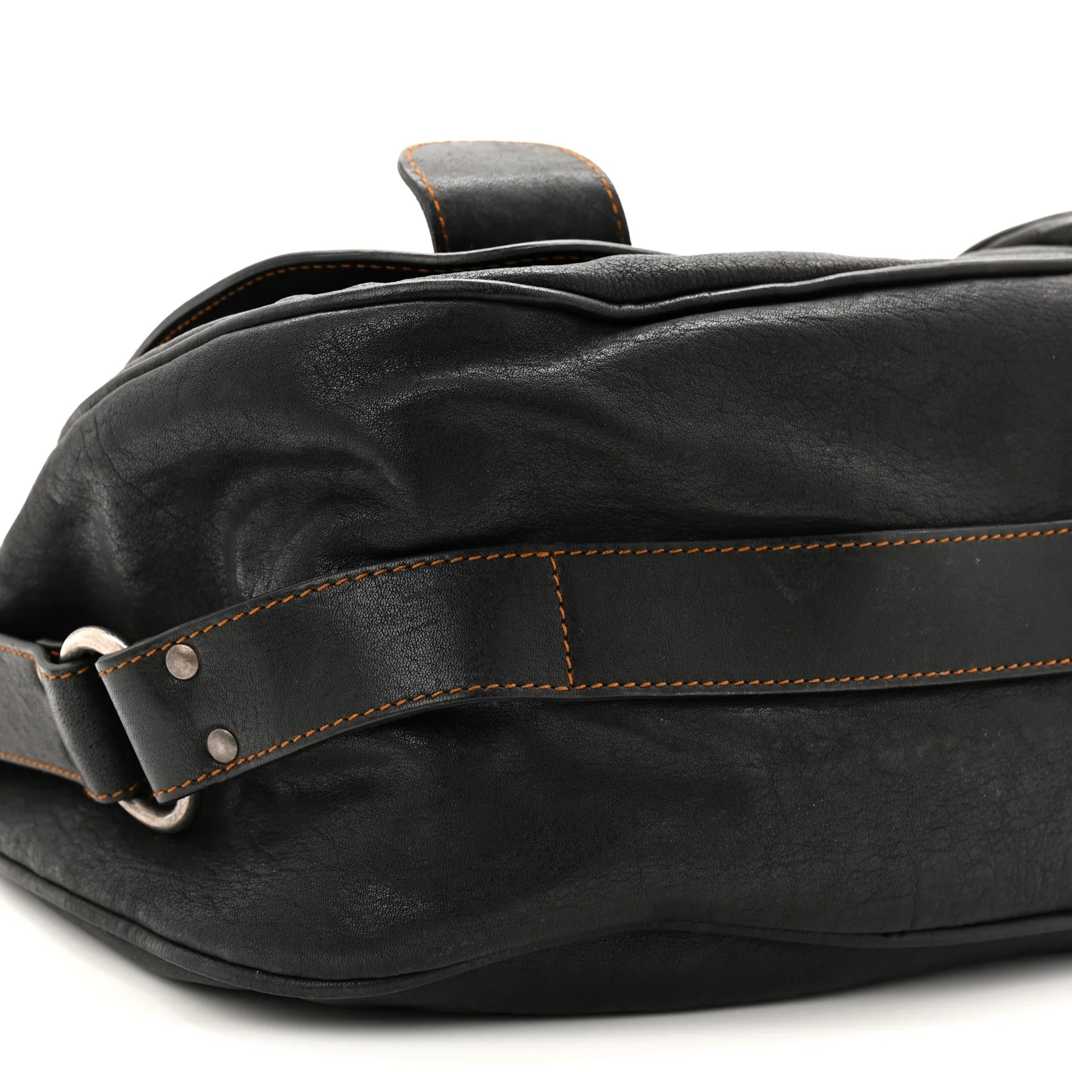 Calfskin Medium Gaucho Double Saddle Bag Black - Image 9