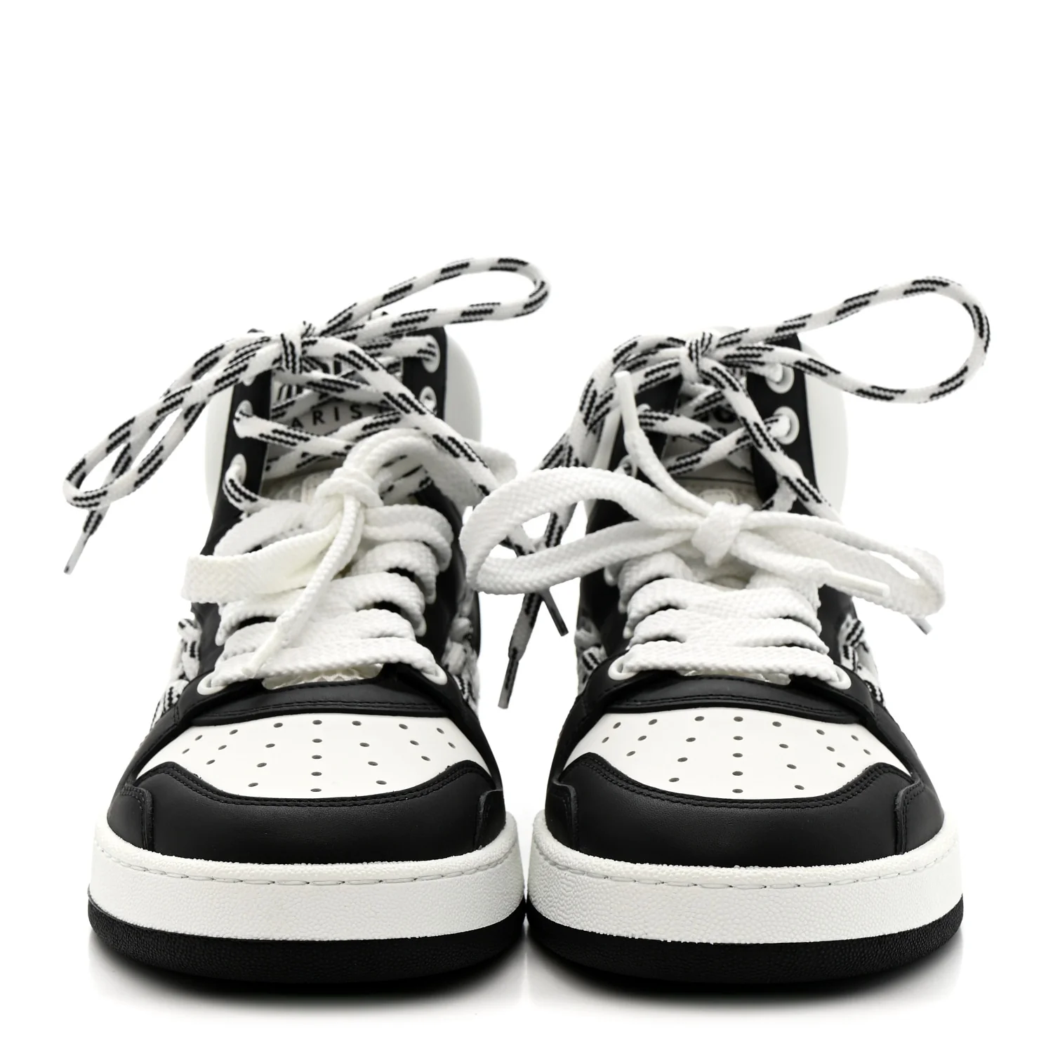 Calfskin Mesh Cutout High Top Sneakers 37 Black White - Image 3