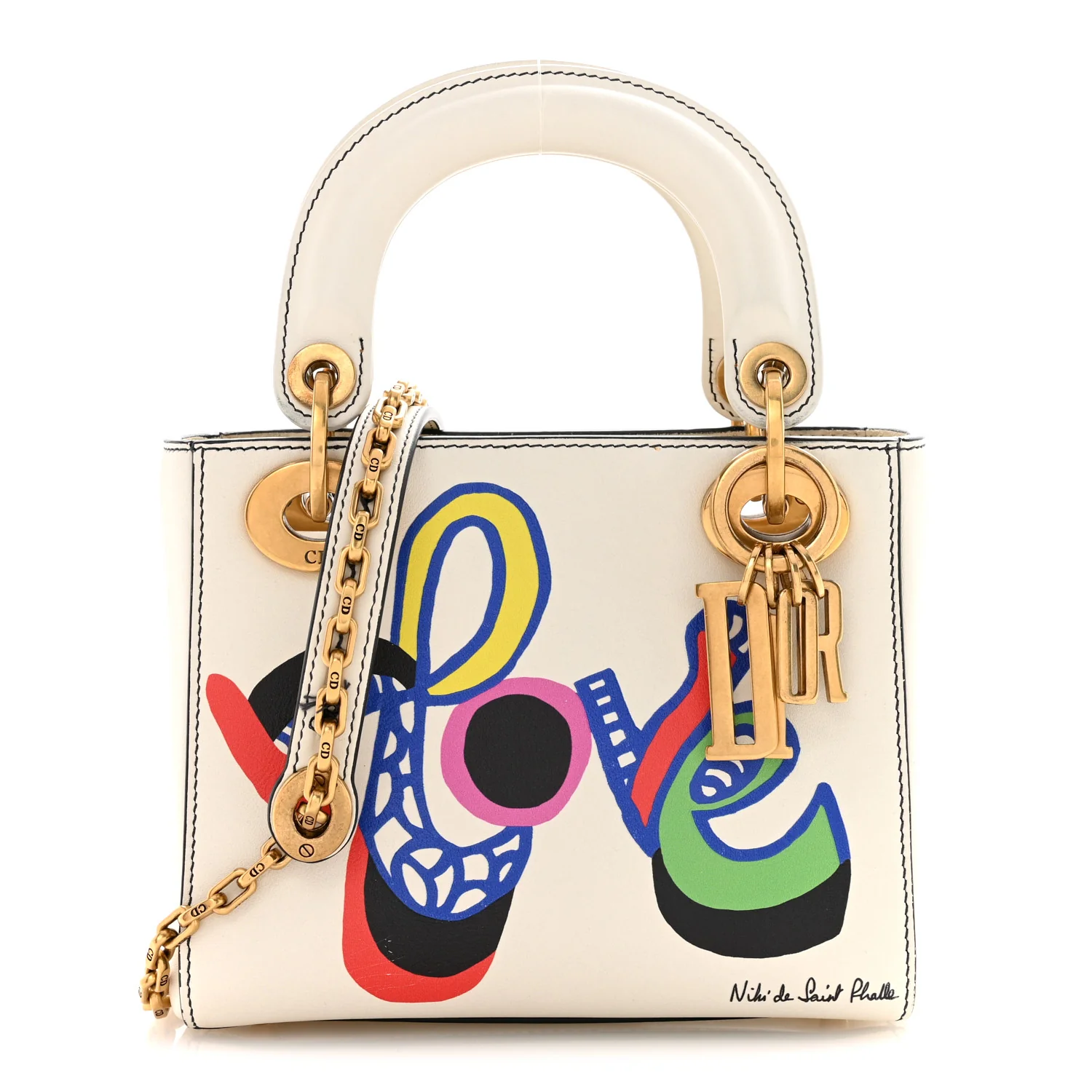 Calfskin Niki De Saint Phalle Love Mini Supple Lady Dior Off White