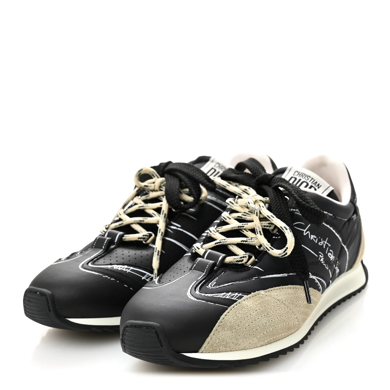 Calfskin Nylon Womens D-Sketch Sneakers 39 Black - Image 3
