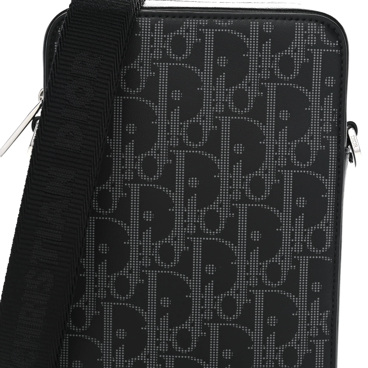 Calfskin Oblique Galaxy Perforated World Tour Messenger Pouch Black - Image 8