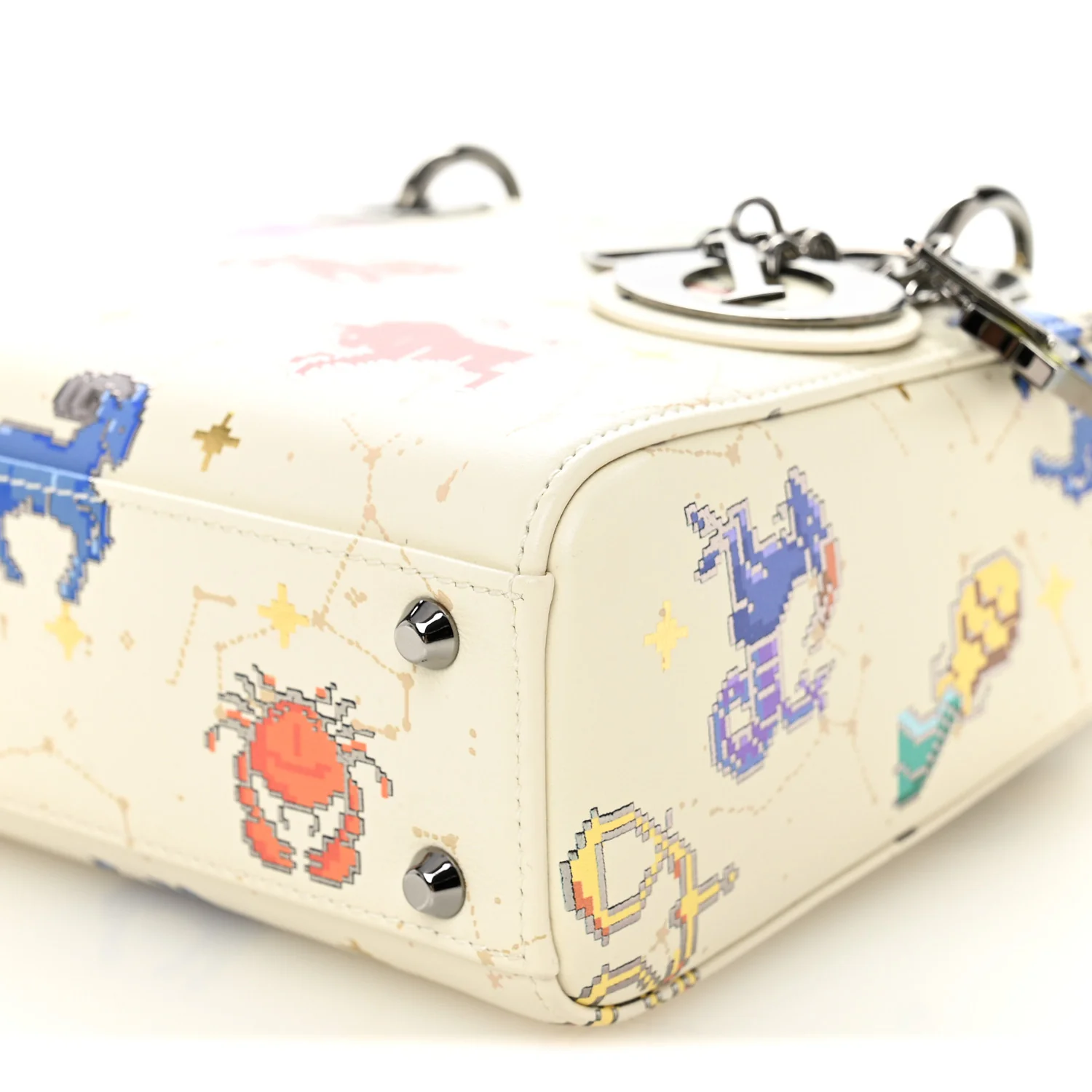 Calfskin Pixel Zodiac Mini Lady Dior White Multicolor - Image 10