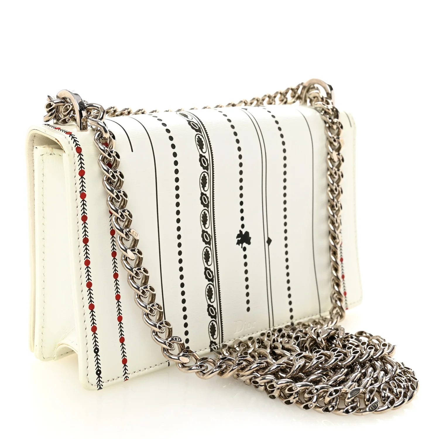 Calfskin Printed Mini Diorama Flap Bag White - Image 3