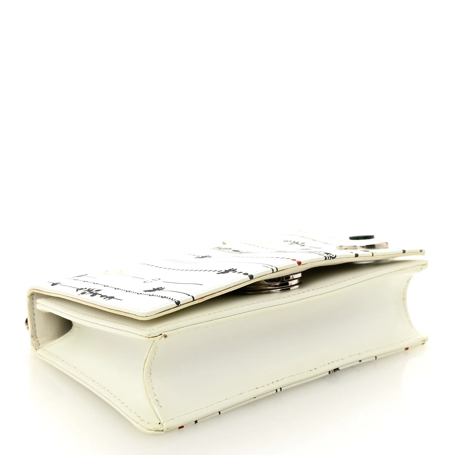 Calfskin Printed Mini Diorama Flap Bag White - Image 4