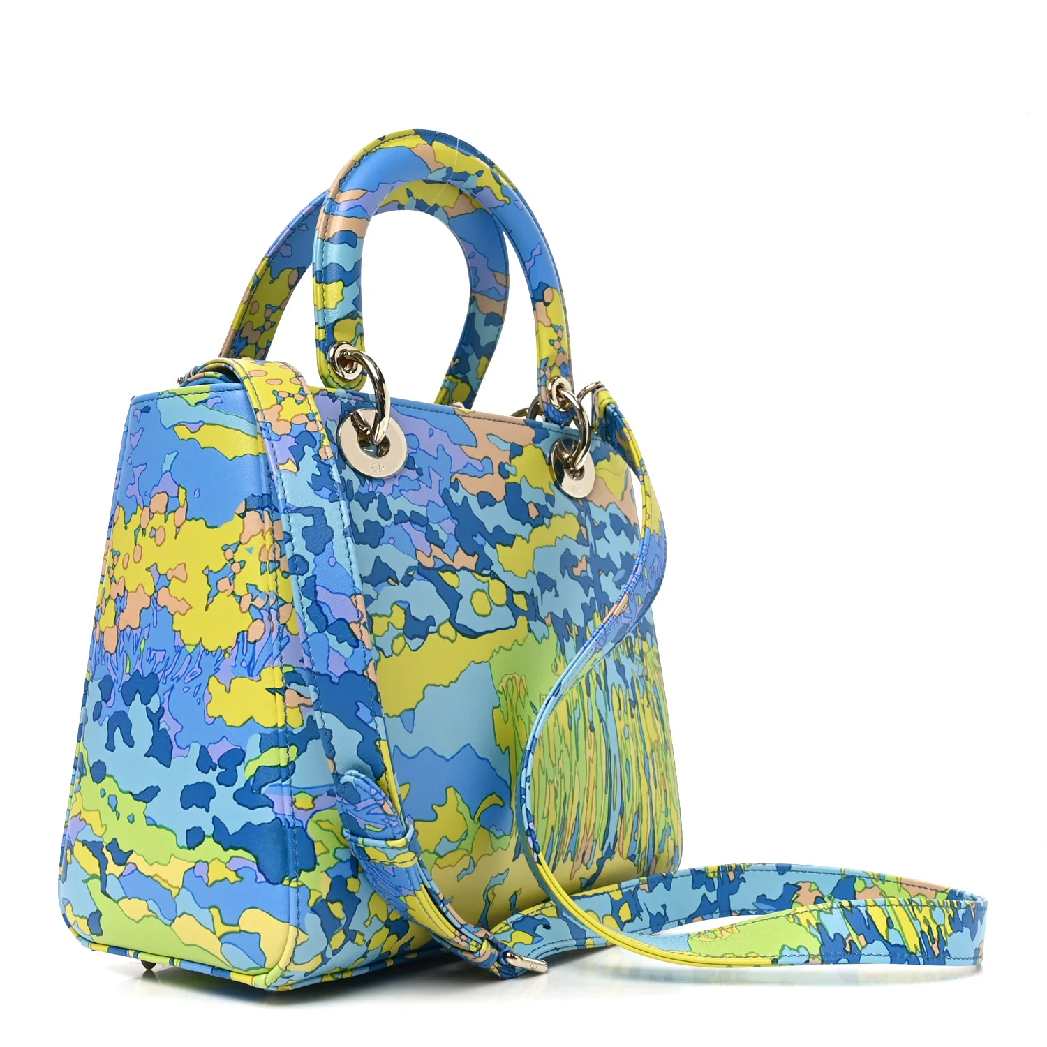 Calfskin Printed Woods All Over Medium Lady Dior Blue Multicolor - Image 3
