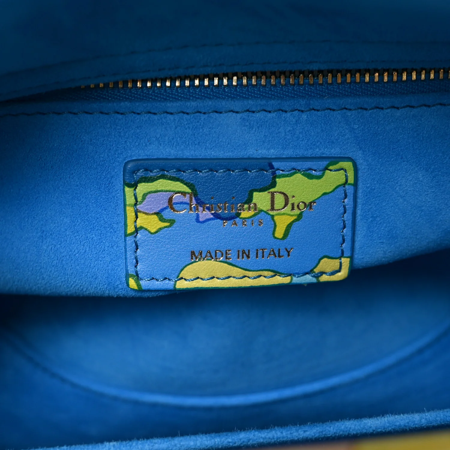 Calfskin Printed Woods All Over Medium Lady Dior Blue Multicolor - Image 6