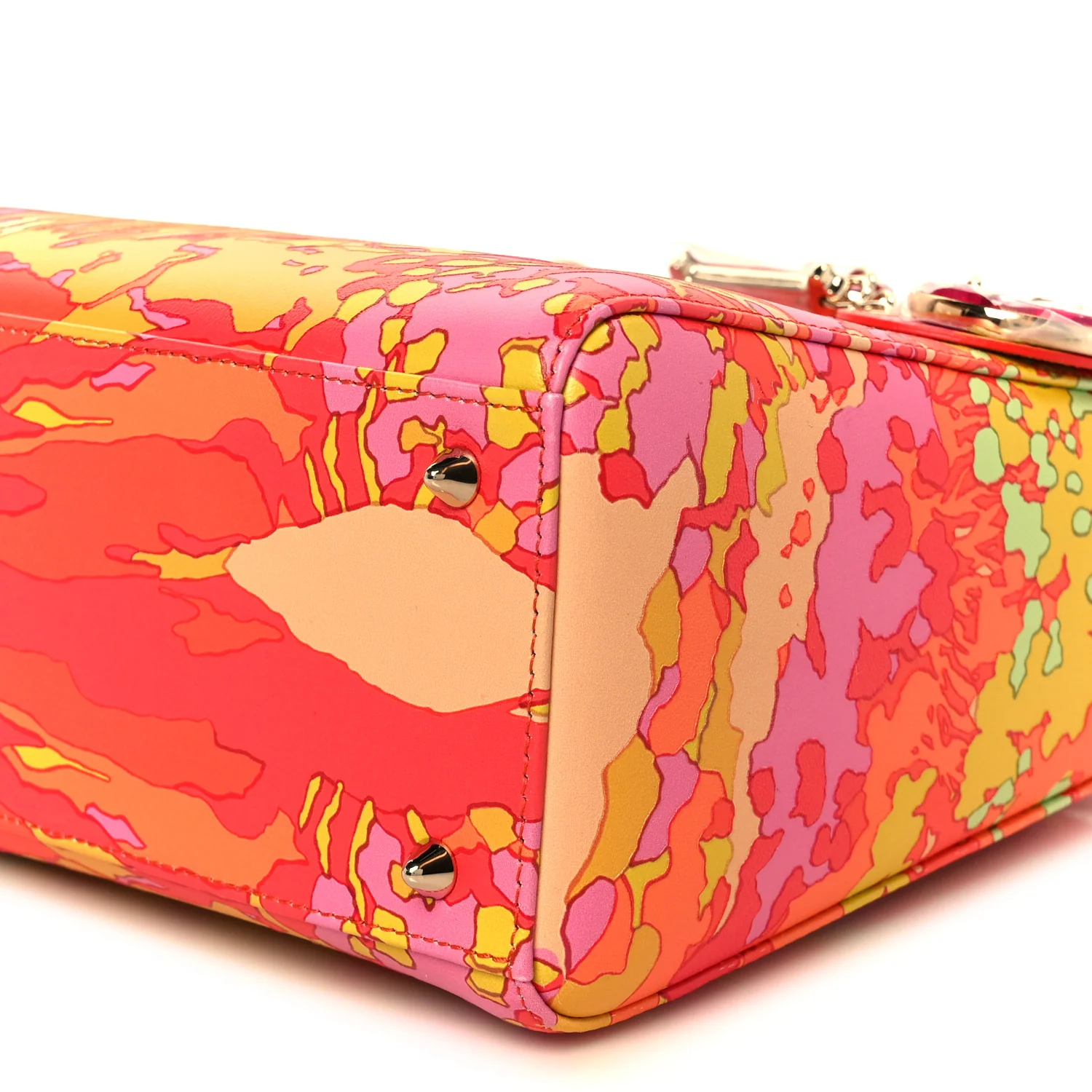 Calfskin Printed Woods All Over Medium Lady Dior Pink Multicolor - Image 10