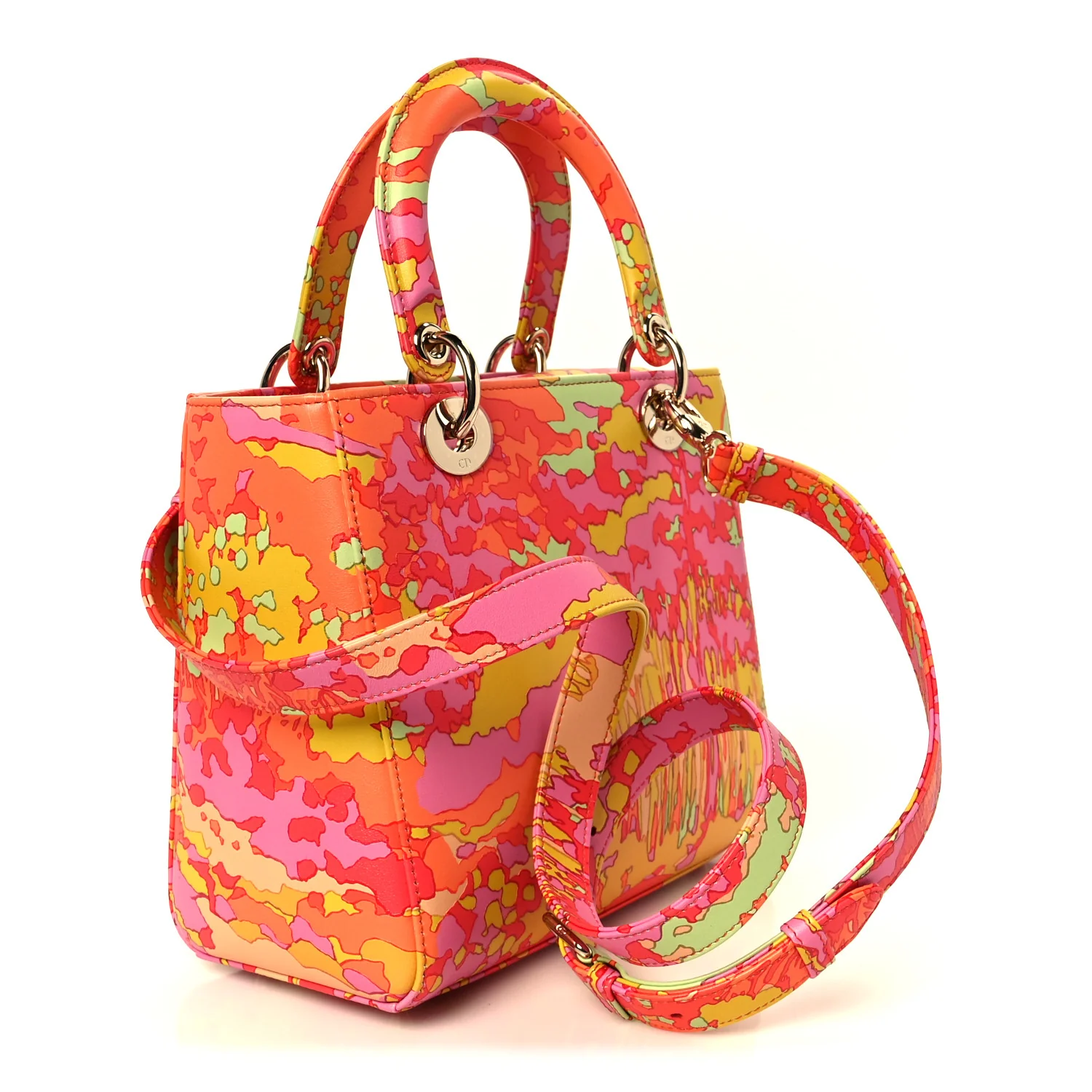 Calfskin Printed Woods All Over Medium Lady Dior Pink Multicolor - Image 3