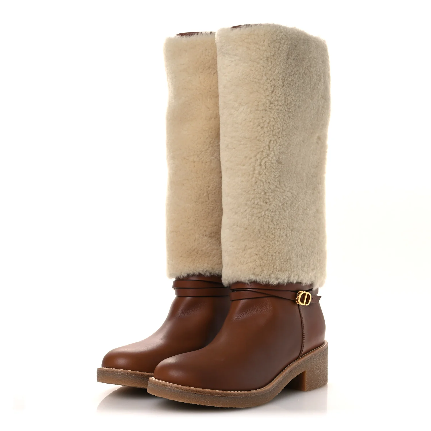 Calfskin Shearling D-Furious Boots 40.5 Dark Tan - Image 4