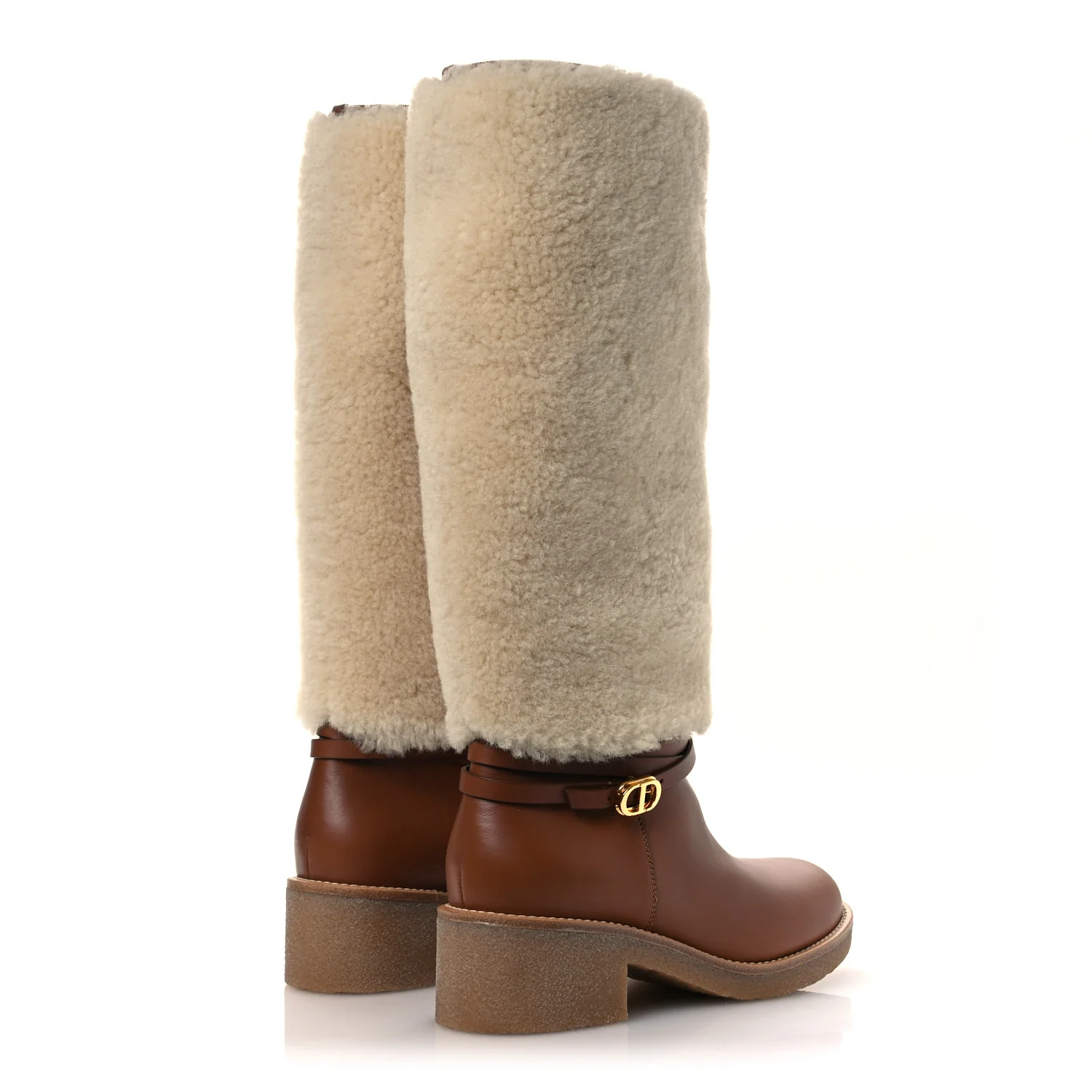Calfskin Shearling D-Furious Boots 40.5 Dark Tan - Image 5