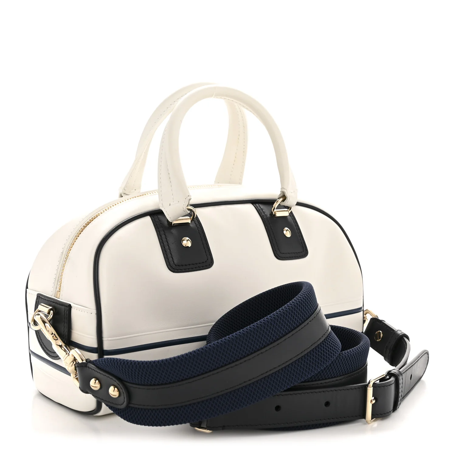 Calfskin Small Dior Vibe Zip Bowling Bag White - Image 3