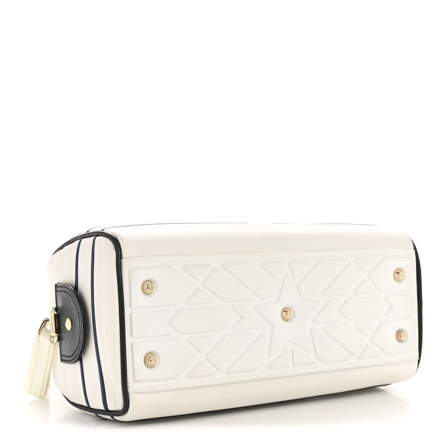 Calfskin Small Dior Vibe Zip Bowling Bag White - Image 4