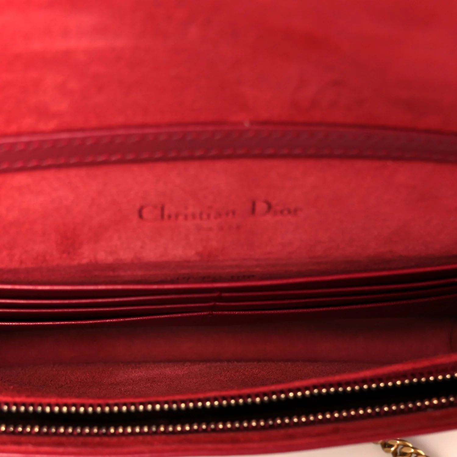 Calfskin Studded Diorama Wallet On Chain Burgundy - Image 5