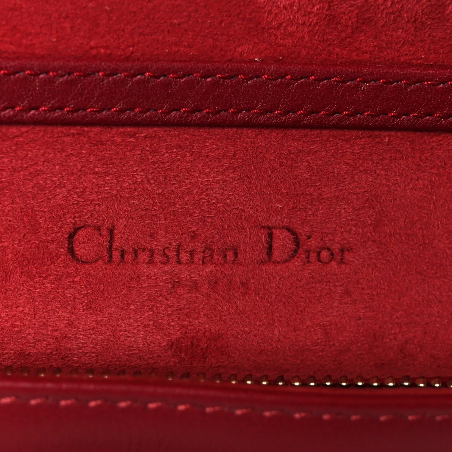 Calfskin Studded Diorama Wallet On Chain Burgundy - Image 6